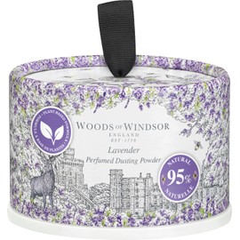 Woods of Windsor Woods of Windsor Lavender Perfumed Talcum Powder, Floral Dusting Powder with Body Puff, Scented Powder for Women to Help with Odor Control and Chafing, Lavender Scent 100g
