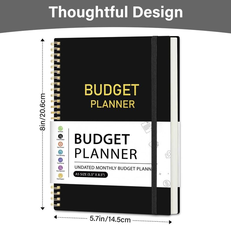 Budget Planner, A5 Budget Planner with Expense Tracker Notebook, Undated