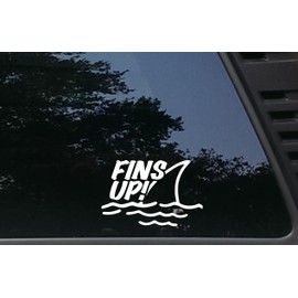 Fins - Set of 2-5 3/4" x 3 3/4" Each die Cut Vinyl Decal/Bumper Sticker for Windows, Cars, JDM, Trucks, Bumpers, Tool Boxes, Boats, laptops - virtually Any Hard, Smooth Surface. Made in The USA