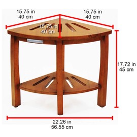 Oceanstar Shower Seat with Storage Shelf Corner Spa Bench, One Size, Natural