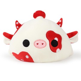 Onsoyours Cute Cow Plushie, Soft Stuffed Mushroom Love Cow Squishy Plush Animal Toy Pillow Gift for Kids (Red Mushroom Cow, 12")