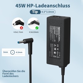 45 W HP Laptop Charging Cable Power Supply for HP Pavilion x360 11 13 15 17 Elitebook 850 840 830 Probook 430 440 450 G3 G4 G5 G6 G7 Stream Envy/Spectre X360 13 15 Notebook Charger Smart Blue TipTip