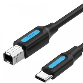 Watio Wave USB-Kabel, USB 2.0 Typ A/M auf USB C/m, 1,5 m, schwarz, ideal für Drucker, hohe Übertragungsgeschwindigkeit und Haltbarkeit