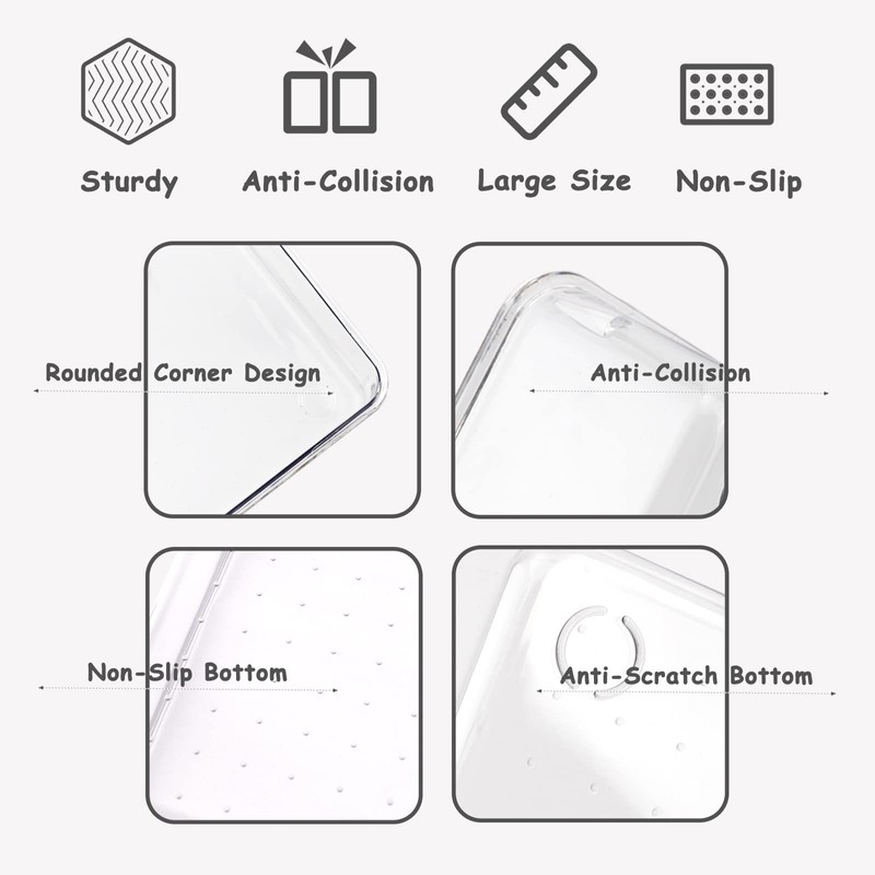 Kriovoa Desk Drawer Organiser, 6 Pack Large Kitchen Acrylic Drawer