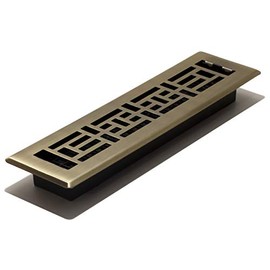 Decor Grates AJH212 2-inch by 12-inch Oriental Floor Register, Polished Brass Finish