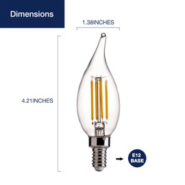 FLSNT LED Candelabra Bulbs, Dimmable CA11 E12 LED Chandelier Light Bulbs, 2700K Soft White, 4W (40W Equivalent), 450LM, 6 Pack