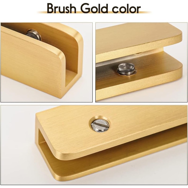 LukLoy Solid Brass Glass Shelf Bracket with 3 Screw Holes,