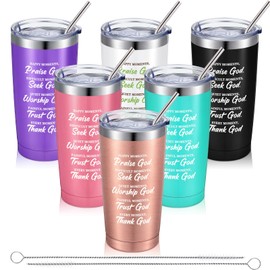 6 Pcs Christian Gifts for Women, Birthday Gifts Christian Tumbler for Women Mom Friend Sister, Christian Inspirational Faith Jesus God Bible Verse Religious Gifts, 20 oz Tumbler Cup