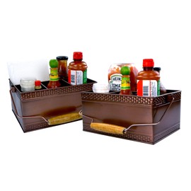 Set of 2 Copper Flatware Organize for Kitchen, Farmhouse Utensil Caddy, Durable Copper Metal Condiment Holder, Bar Accessories, For Restaurants and Homes, Napkin Holder