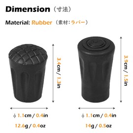 TRIWONDER Rubber Trekking Poles Tips Protectors Hiking Pole Replacement Flexible Walk Tip for Hiking Sticks Walking Poles (B - Black - 12)