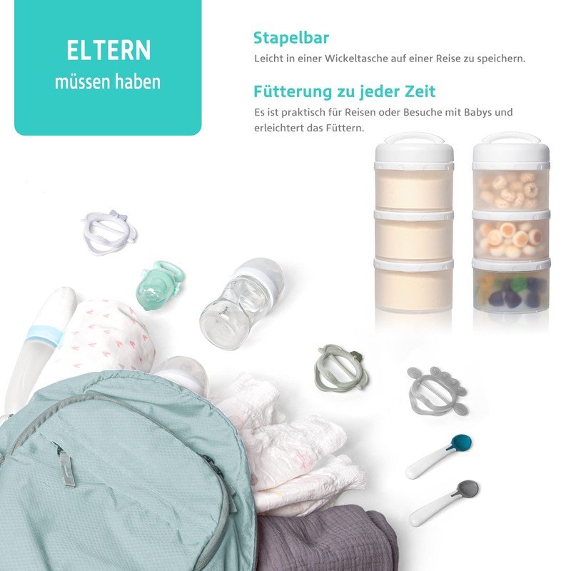 Termichy Milchpulver Portionierer Baby Stapelbar Milchpulver Aufbewahrungsbox 2 Stück (Weiß)