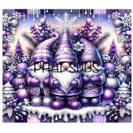 Unbranded 20oz Sublimation Tumbler Wrap Purple Christmas Gnomes Ready To Press Transfer