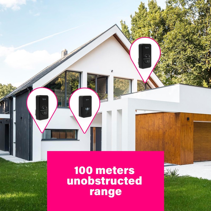 Byron Wireless Doorbell Set - 2 Chimes - Kinetic Energy
