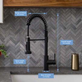 GIMILI Black Kitchen Faucet with Pull Down Sprayer Single Hole Spring Kitchen Sink Faucet, Suitable for Farmhouses, RV, Utility Laundry Room, Outdoor, and Campers. Llave para fregadero de cocina