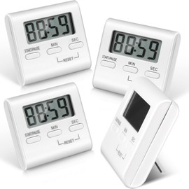 Gulfmew 4 Pieces Kitchen Timer for Cooking, Digital Kitchen Cooking Timers, Egg Timer, Countdown Timer with Loud Alarm Big Digits and Back Stand for Cooking, Bathroom Gift for Christmas Birthday