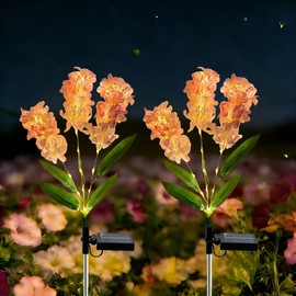 2 Pack Pink Hyacinth Solar Garden Lights, 8 Modes Waterproof Bendable Solar Stake Lights, Warm White Auto On/Off, 10-12H Runtime for Outdoor Garden Yard Patio Lawn, Mother's Day Spring Gifts for Mom