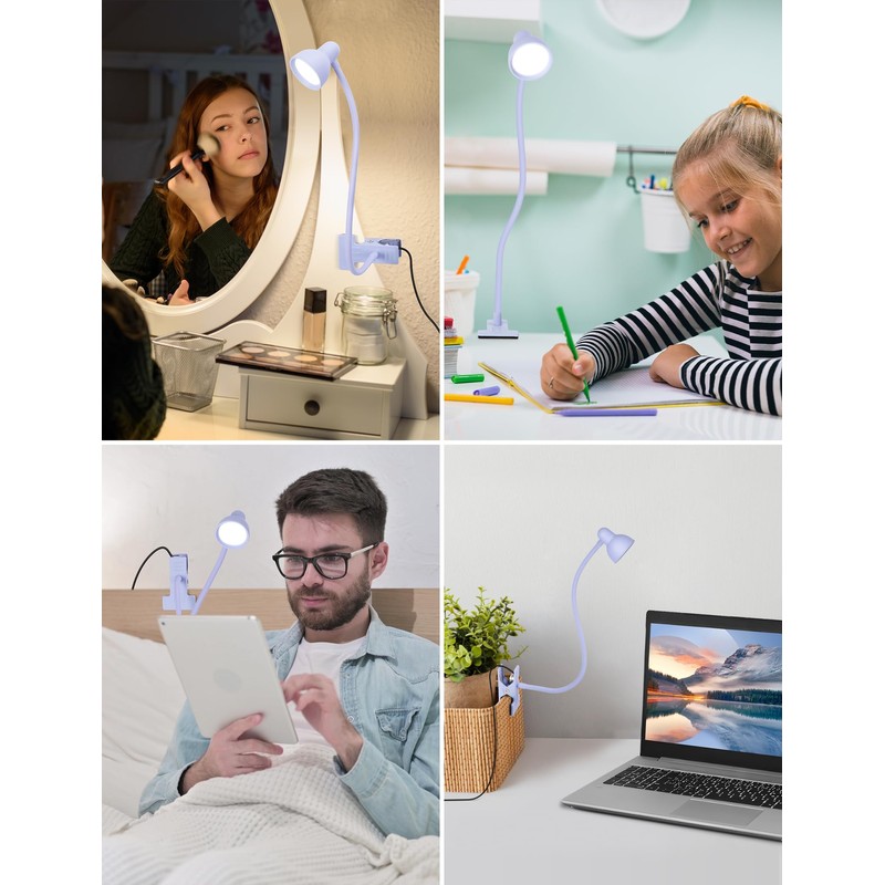 LiFMIRA Clip on Lamp USB Reading Light, 3 Color Modes,