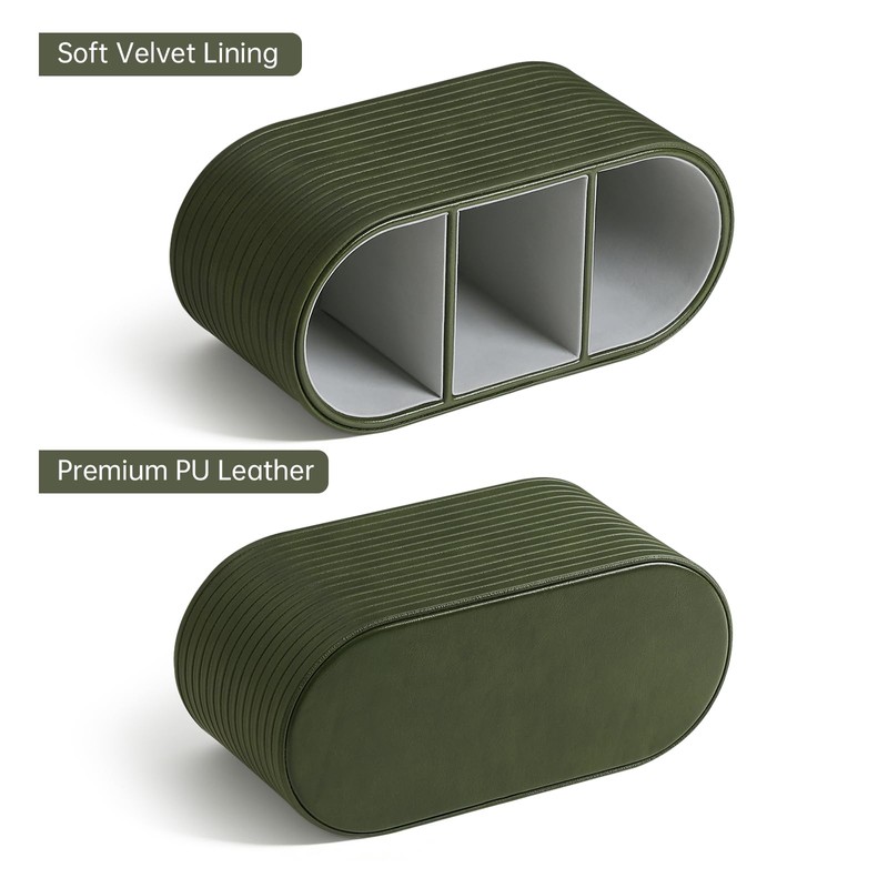 MEIBOOCH Remote Control Holder, Oval Pen Holder for Desk, Olive