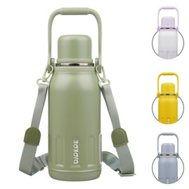 BJPKPK Insulated 40oz Thermos Dishwasher Safe Water Bottle with Lid and Carry Handle Stainless Steel Water Bottles for Sports,Army Green