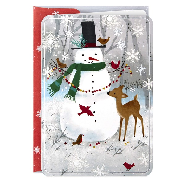 Hallmark Boxed Holiday Cards, Snowman and Reindeer (16 Cards with 17 Designed Envelopes)