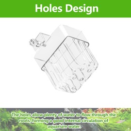 Uprony 2PCS Aquarium Plant Holder with Hooks Top Clear Acrylic Fish Tank Plant Holder Cup Pots for Fish Tank Aquaponic Plant and Aquascape Decorations