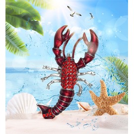 Aqua79 Lobster Sparkling Refrigerator Magnet - Silver Sparkling Charm Rhinestones Crystals, Cute Sparkly Ocean Animal Magnet for Kitchen Door Fridge, Cool Home and Office Novelty Decor - 2.5 Inch