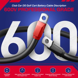 SUPGCPER Club Car DS Battery Cables, Golf Cart Battery Cables Set Compatible with Club Car 36V and 48V 1995-UP, 100% Fine Stranded Pure Copper AC/DC Wiring Kit，5PCS, 4 Gauge