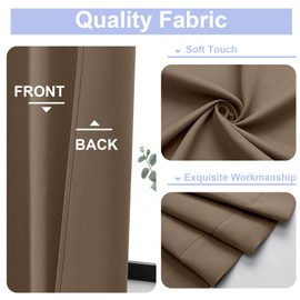 Simplebrand Ava Brown Short 36 Inches Blackout Curtain 2 Panels Set, Half Window Rod Pocket Privacy Curtain Tiers for Kitchen, Curtains Blackout for Bathroom Shades, W40 x L36 Inch, Brown
