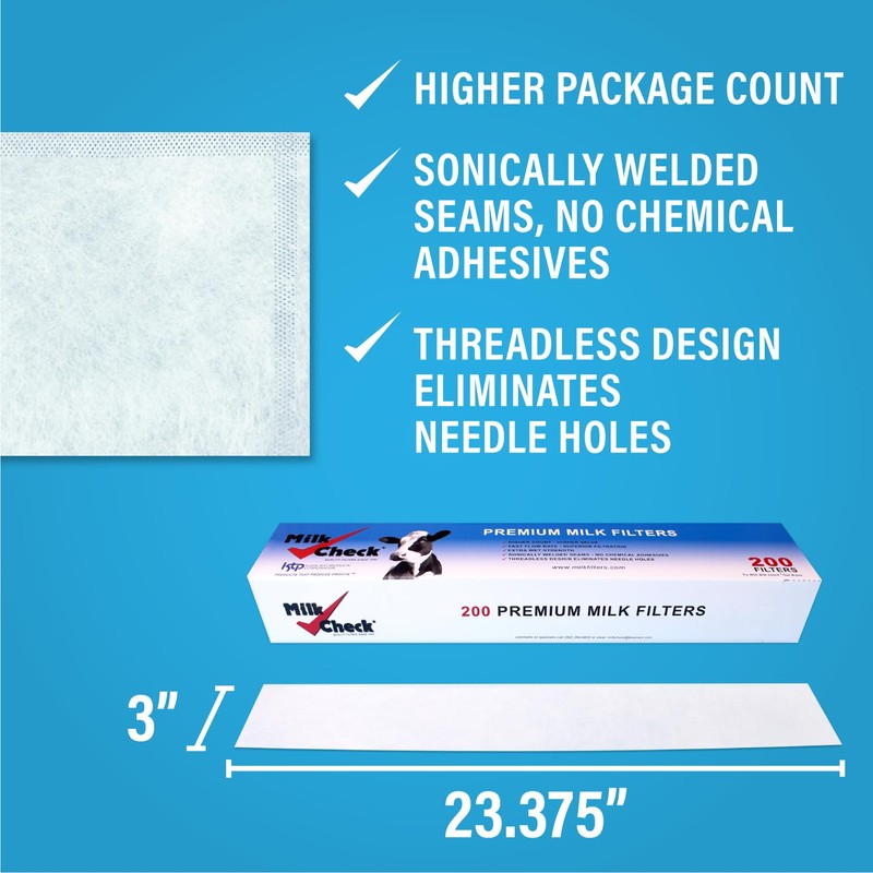 Milk Check Pipeline Sock Filters. (3 x 23 3/8) 1