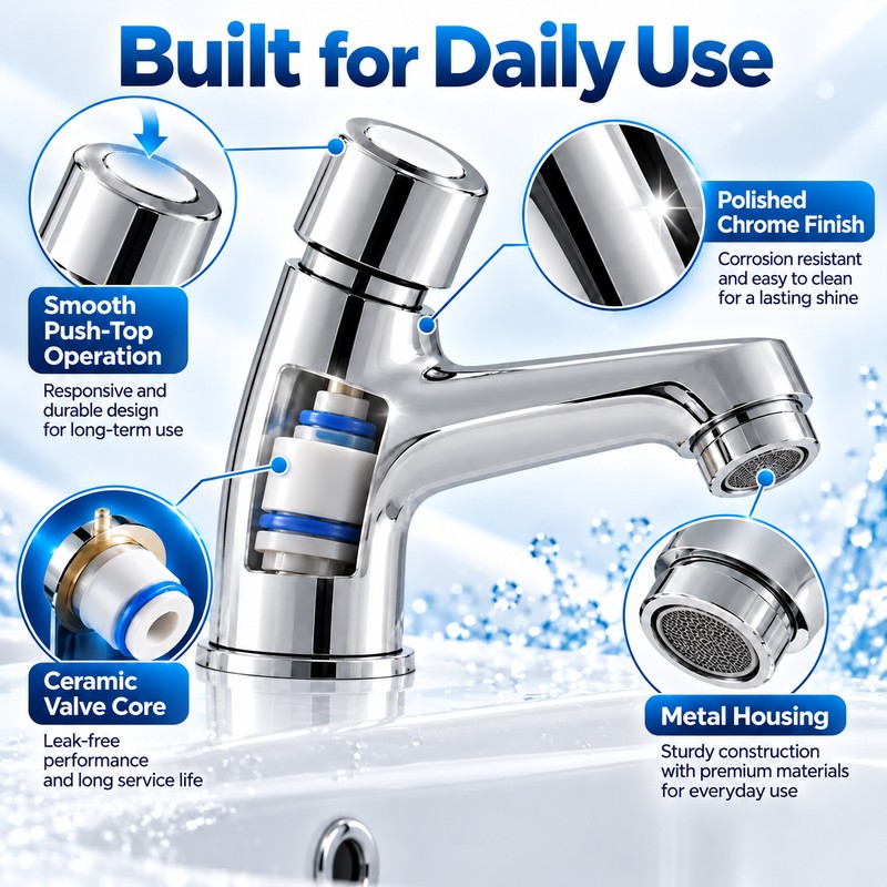 G1/2 BSPP Self-Closing Basin Faucet for 32–35mm Mounting Holes –