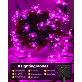 Brightown 2 Pack Total 52FT 120 LED Flower Solar String Lights Outdoor Waterproof Fairy Lights for Garden Yard Fence Patio Christmas Tree Wedding Party Decor, Pink