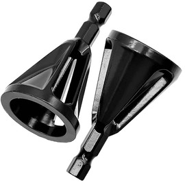 2 Pieces Metal Deburring Tool, External Chamfer Tool, Deburring Tool for External Chamfering, Removal of Burr Tools, with Hex and Triangular Handle, for Various Chuck Drills