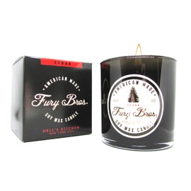 Fury Bros. Black Series Scented Candles | Cedar | All-Natural Soy Wax | Hand-Poured in USA | Long 60-70 Hour Burn (9 oz) | Black Glass | Non-Toxic Vegan Friendly | Luxury Classic Vintage