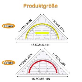 12 Stück Geodreieck Klein, Geodreieck Mit Griff Geo Dreieck Winkelmesser Schule, Für Büro Designer Studenten Malerei