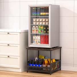 Pitare Mini Fridge Stand with Storage, Heavy Duty Mini Fridge Cabinet Shelf - 230 lbs Capacity, Storage Bin for Drink & Snacks, Sturdy Small Refrigerator Stand for Dorm, Office, and Bedroom