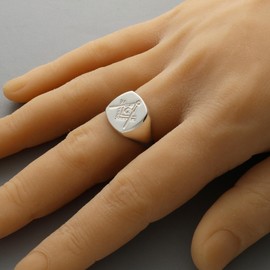 LoveSilver - Sterling Silver Mens Masonic Ring In Gift Box - Size Q