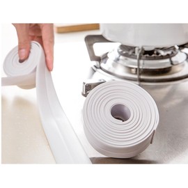 Caulk Tape, Self Adhesive Tub Wall Sealing Tape Caulk Strip, 1 Rolls PVC Bath Kitchen Toilet and Floor Wall Edge Protector Caulk Tape Sealant Strip, (White,1.5" x10.5Ft)