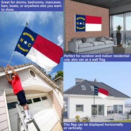 North Carolina State Flag Double Sided 2x3 Outdoor- Heavy Duty United States North Carolina NC Flags Banner with 2 Brass Grommets 4 Rows Stitched