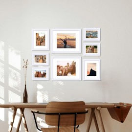 smiry Picture Frame 5x7, Display Pictures 4x6 with Mat or 5x7 Without Mat, Versatile White Wall Gallery Photo Frames for Wall or Tabletop Display, Single