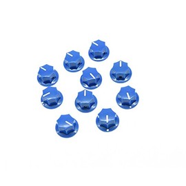 KAISH 10pcs Blue Mini MXR Style Skirted AMP Knob Brass Insert Effect Pedal Knobs