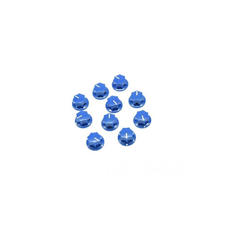 KAISH 10pcs Blue Mini MXR Style Skirted AMP Knob Brass