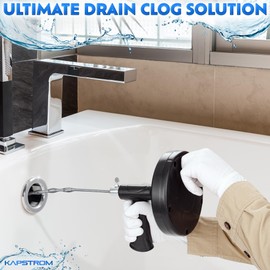 KapStrom Plumbing Drain Snake (Spiral Diameter 0.5 inch / 1.3 cm), Hair Clog Remover Tool for Toilet, Heavy-Duty Drain Auger for Kitchen & Bathroom Sink, Pipe & Sewer Cleaner for Shower & Bathtub