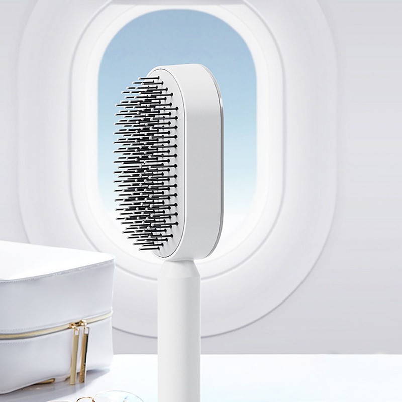 Cushion Hair Brush Self Cleaning Scalp Massage Rounded Comb Teeth