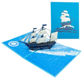 SZXMDKH Sailing Boat 3D Pop Up Greeting Card with Envelope Handmade 3D Ship Greeting Card Birthday Card Creative Creeting Card for Children, Adults, Friends, Family, Colleagues