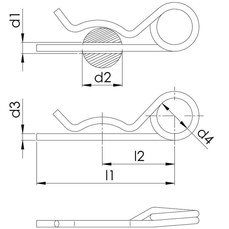 Design61 4 x Spring Pins 5 mm x 92 mm