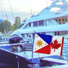 Philippine Canada Combo Small Flag,12×18 Inch Two Layer Fabric Small Banner,1×1.5 FT Filippo Canadian Nautical Decor,Mini Digital Printed 150D Polyester Banner With Brass Grommet
