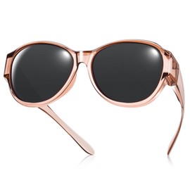 TINHAO Oversized Fit Over Sunglasses for Women and Men Trendy Cat Eye Over Glasses with Polarized 100% UV Protection(Brown, Black)