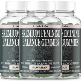 Vital Premium Feminine Balance Gummies for Women's Health & Wellness & Nutrition - Immune Support - Vegan, Gluten-Free & Halal Source - Hawaiian Pineapple - 60 Gummies - 30 Servings (3 Bottles)