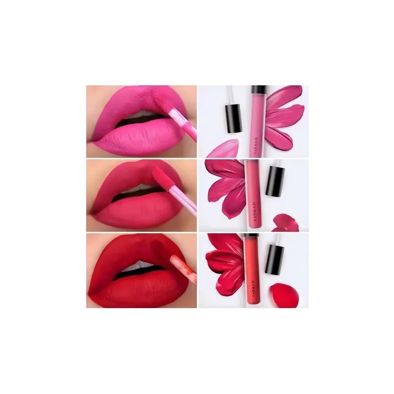 Farmasi Labial Mate Rojo Líquido Paquete 3 Unidades