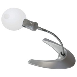 LINDNER Das Original Rimless Stand Magnifier with LED Illumination, Magnification 2X/6X